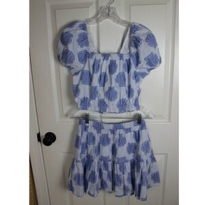 Happily Grey Kids Blue Shell Print Crop‎ Top and Skirt Set Size S